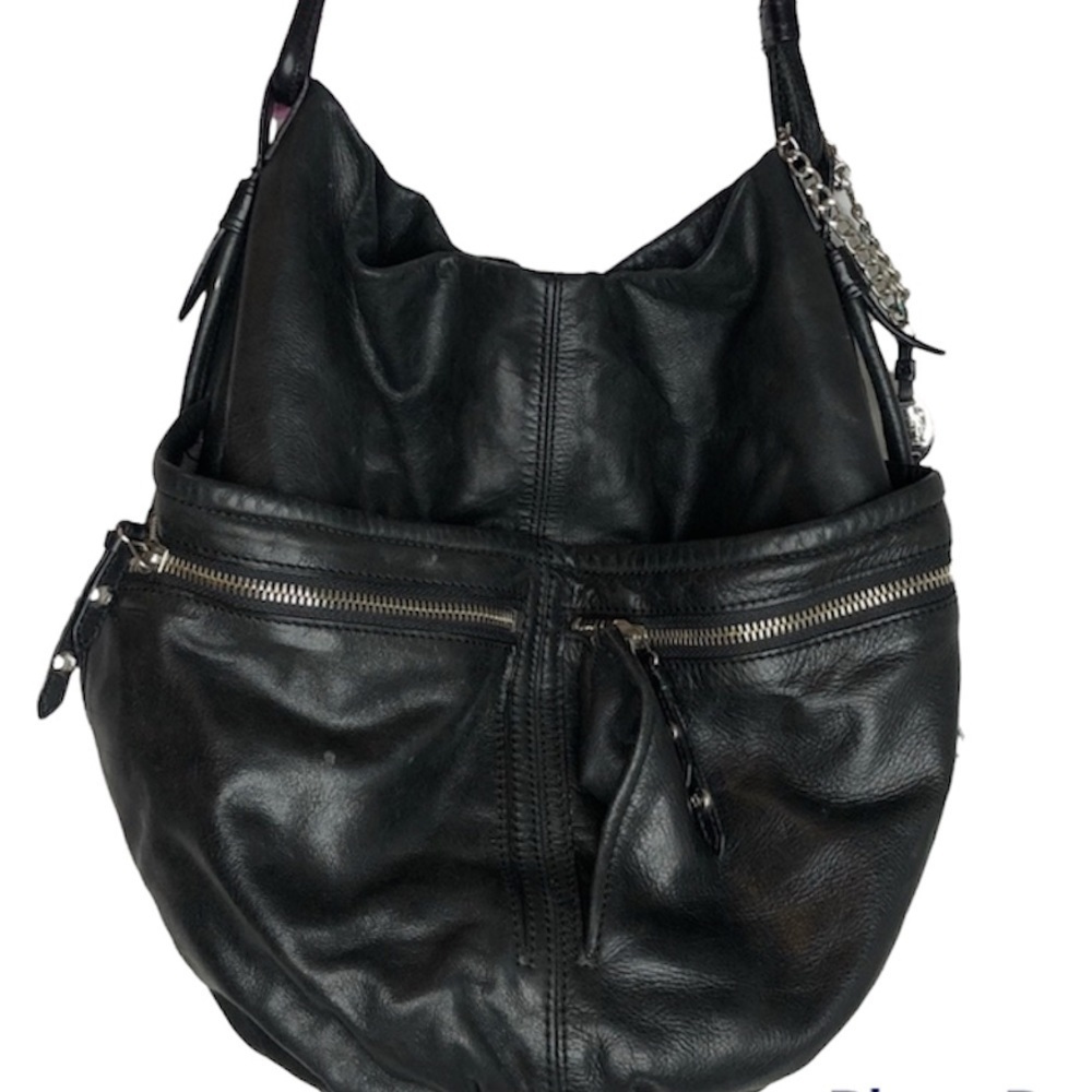Olivia Harris Black Leather Hobo Bag
